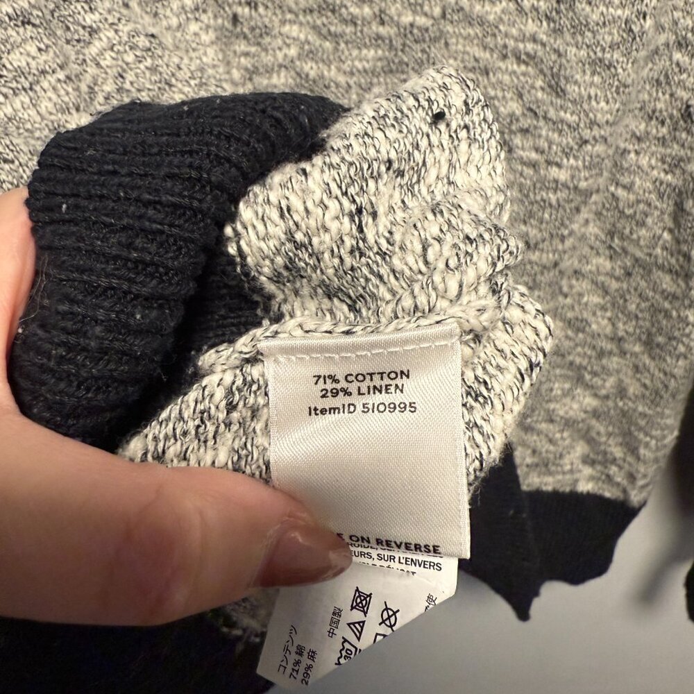LL Bean Signature Cotton Linen Summer Cowl Neck Sweater Black Marl Large - Picture 4 of 5